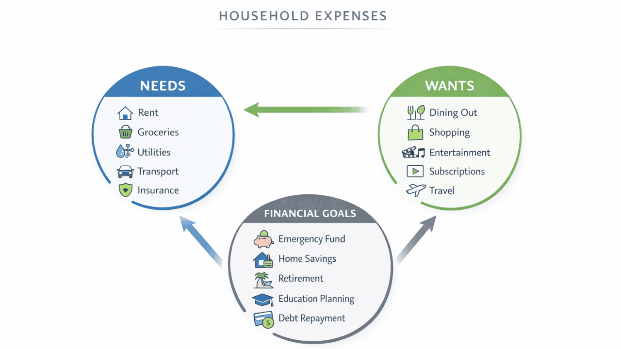 Household expenses needs and wants