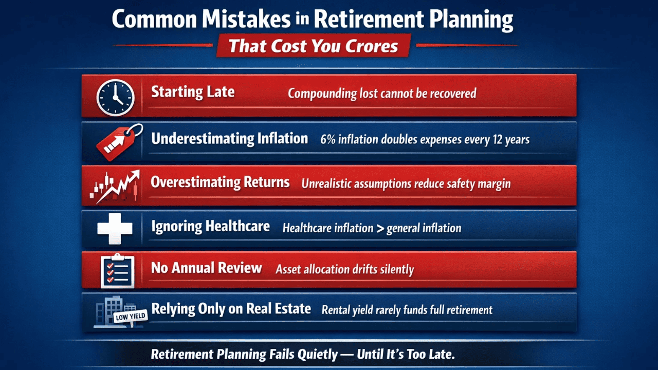 common mistakes in retirement planning infographic